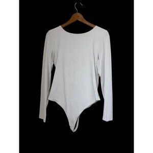 Babaton White Long-Sleeve Bodysuit Nylon/Elastane Blend Sz. XL